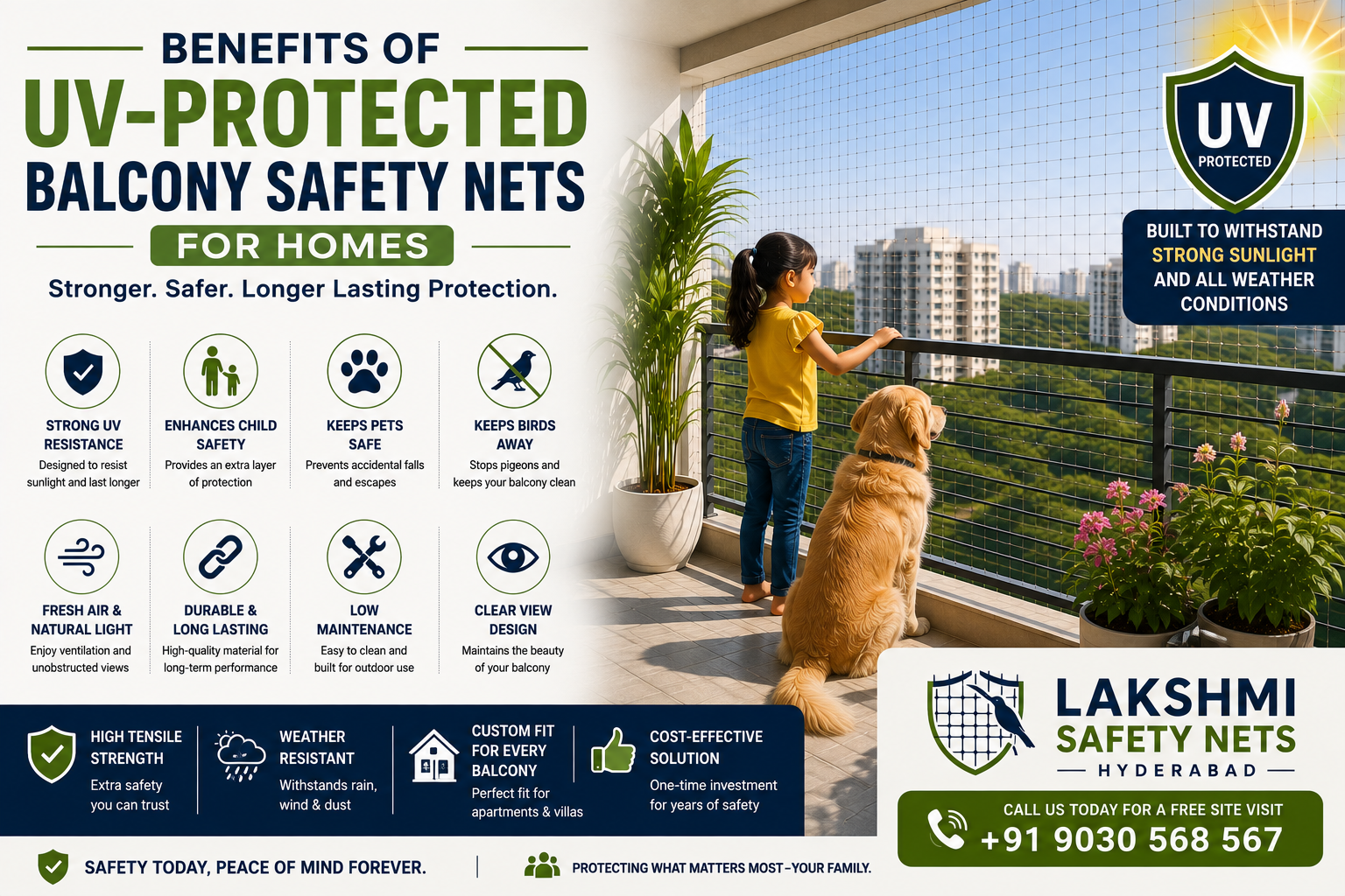 UV-Protected Balcony Safety Nets